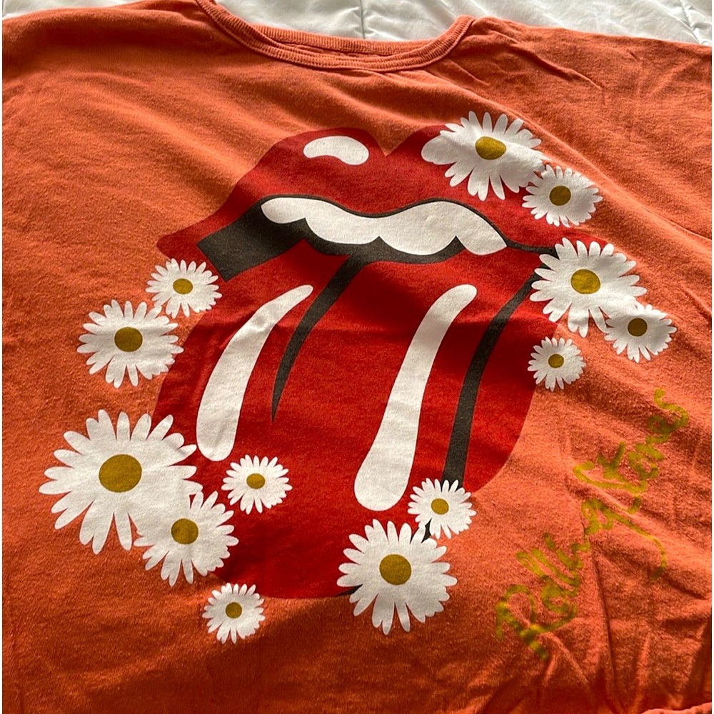 The Rolling Stones Daisy Floral Graphic Crop Tee Orange Size XL
